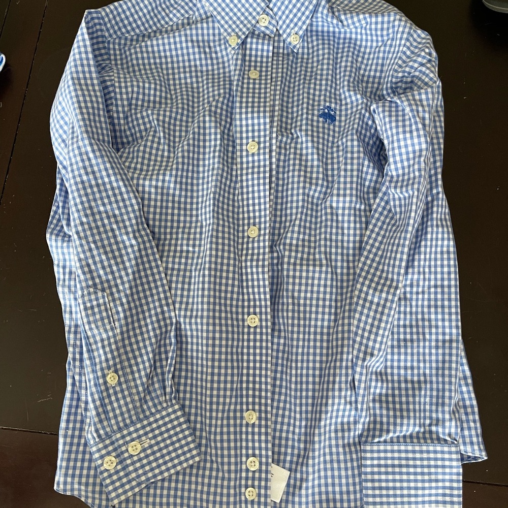 Boys Brooks Brother Blue Gingham Dress Shirt